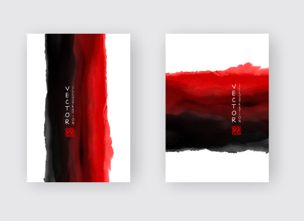 旗帜与抽象的黑色和红色墨水eps10图片下载