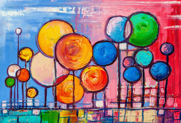 山水画，公园观赏树木。图片下载