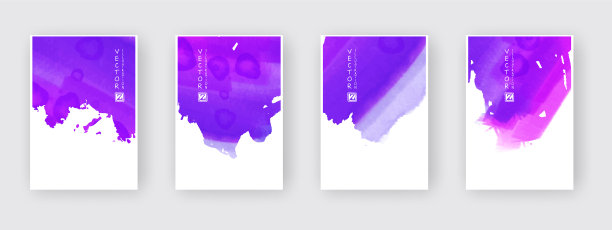 海报模板集手绘水彩染色图片下载