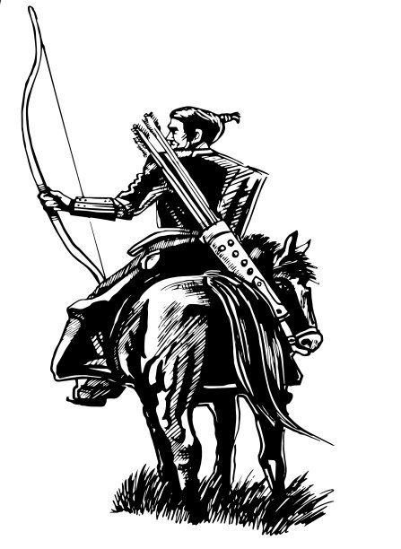 画一个骑在马上拿着弓的战士图片下载