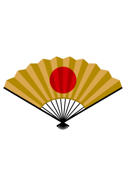 新年贺卡素材：日之丸扇形矢量插画图片下载