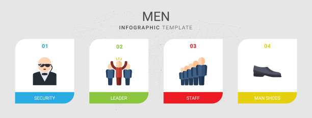 4人平面图标设置孤立的信息图表图片下载