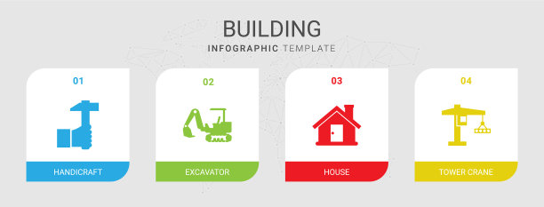 4个建筑充满图标设置隔离图片下载