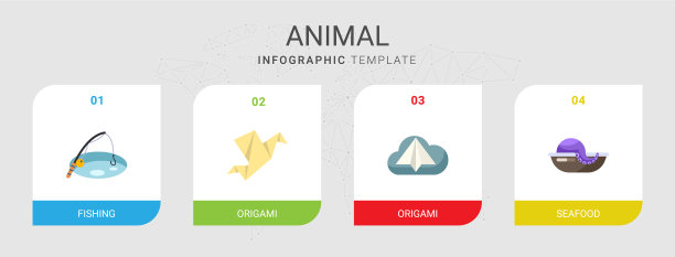 4个动物平面图标隔离在信息图上图片下载