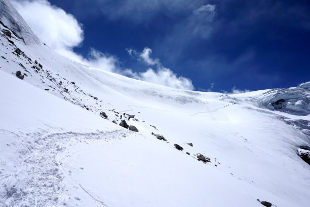 米拉峰，喜马拉雅，尼泊尔，珠穆朗玛峰，康城章嘉峰，Lhotse，马卡鲁，卓奥尤山，昆布地区，雪，山，自然，冬天，天空，旅行，徒步，攀登，风景，美丽的景色图片下载