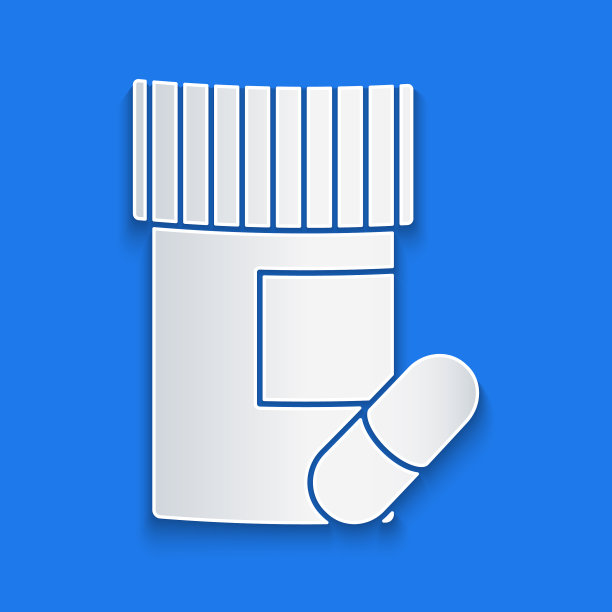 纸切药瓶与药丸图标隔离图片下载