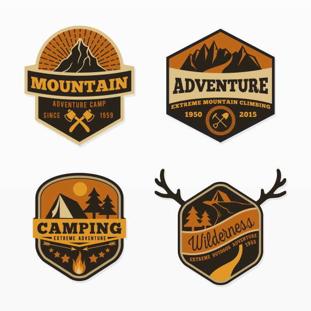 露营和山徽设置图片下载