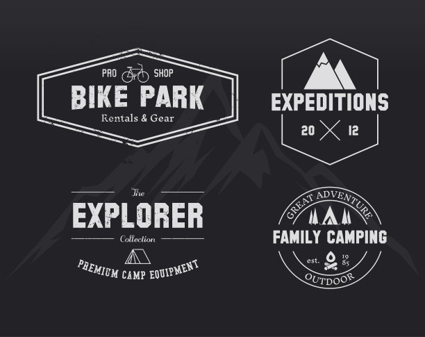 露营和山徽设置图片下载