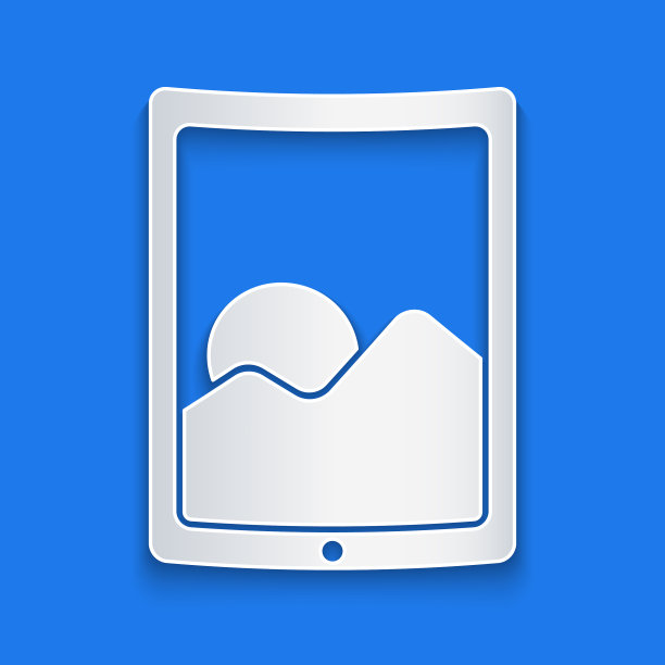 剪纸图形平板图标孤立在蓝色图片下载