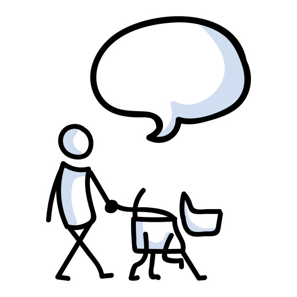 可爱的棍子人物主人遛狗与文字图片下载