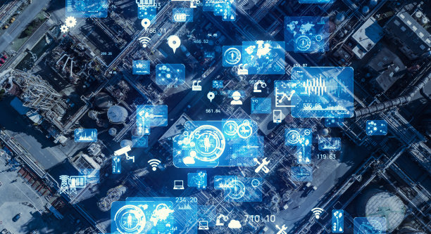 工业技术的概念。通信网络。4.0行业。工厂自动化。图片下载