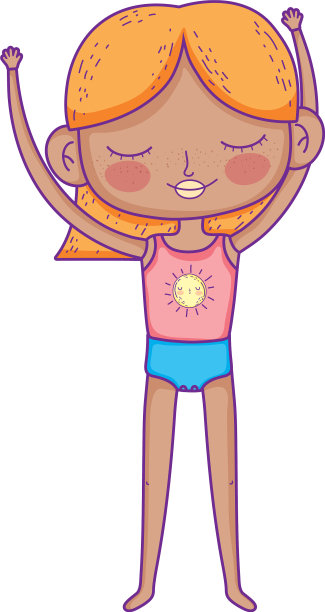 金发小女孩与运动服装卡通图片下载