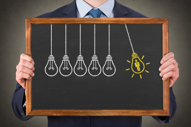 黑板背景下的人力资源概念图片下载