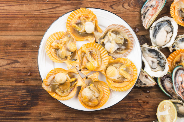 什锦鲜贝类-青贻贝，牡蛎，扇贝图片下载