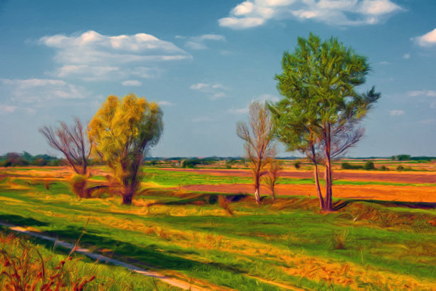 石油山水画图片下载