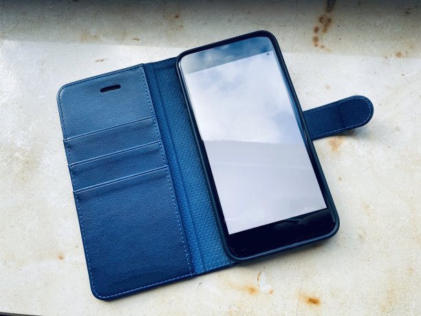 蓝色皮套里的手机图片下载
