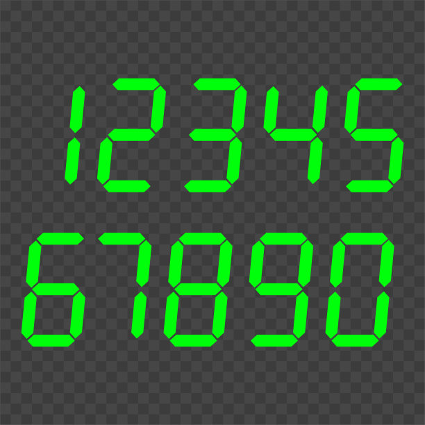数字时钟编号设置。电子数字。向量图片下载