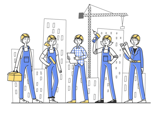 在建筑工地工作的建筑工队伍图片下载