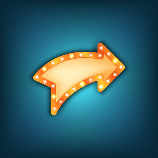 箭头marquee向量右符号。灯泡。图片下载