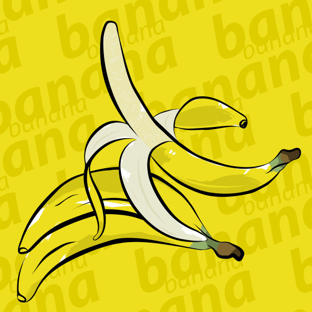 香蕉新鲜水果。整根去皮的香蕉。弹出的风格。矢量插图。图片下载
