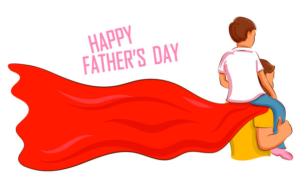 节日问候背景为快乐的父亲节与孩子与父亲显示在一起图片下载