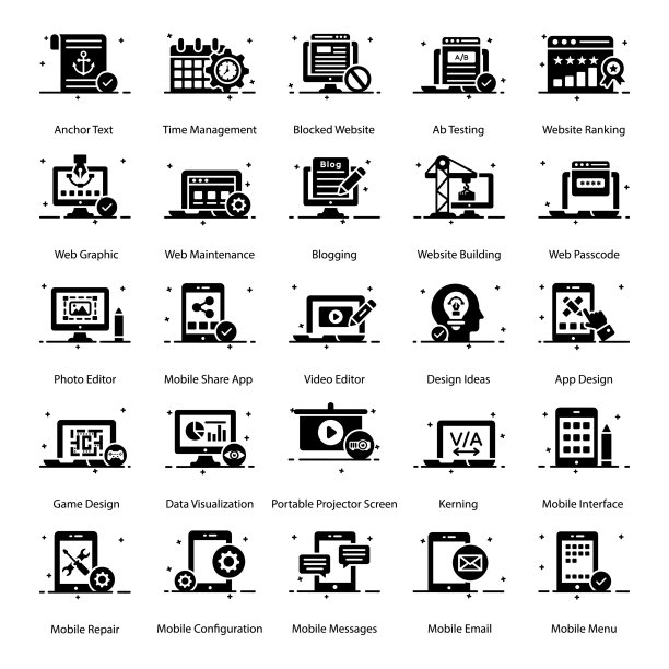 Web和移动应用字形图标包图片下载