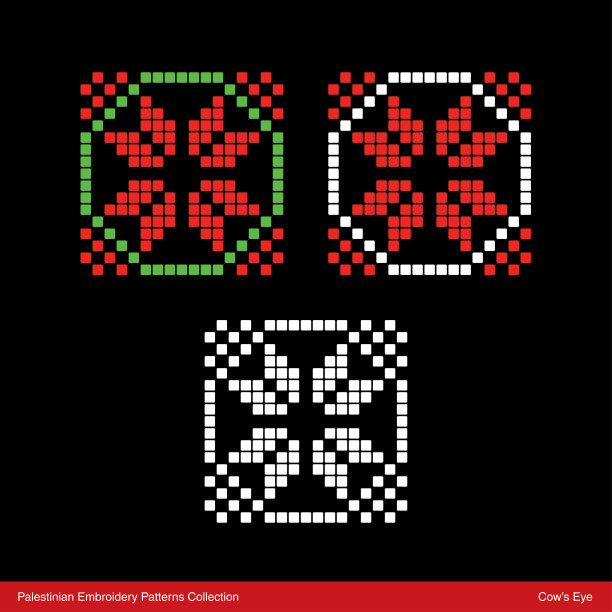 传统巴勒斯坦刺绣图案(牛眼)。图片下载