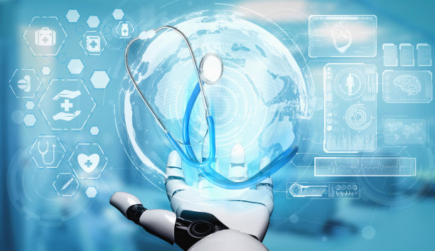 未来的人工智能机器人和半机械人。图片下载