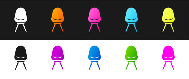 将办公椅图标隔离在黑白背景上。矢量图图片下载