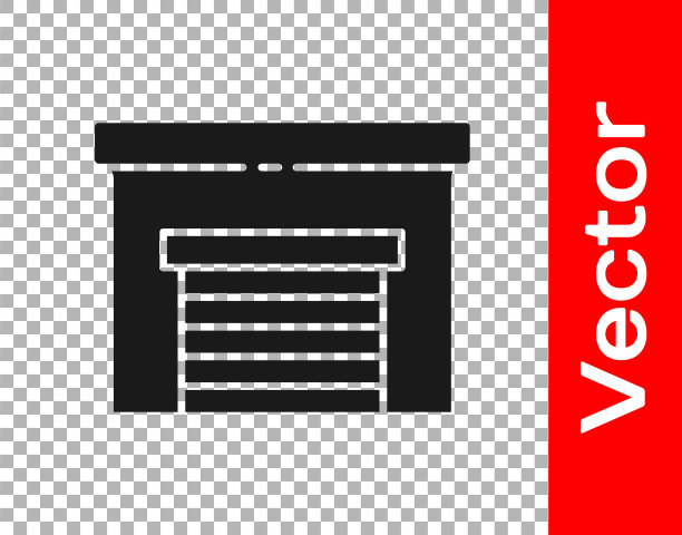 黑色车库图标隔离在透明的背景。矢量图图片下载