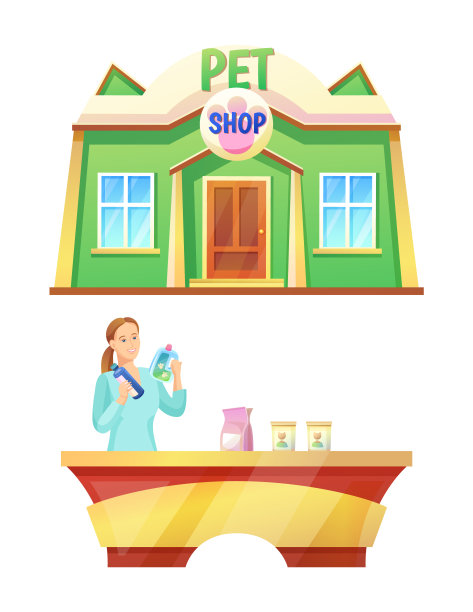 宠物商店柜台收集矢量插图图片下载