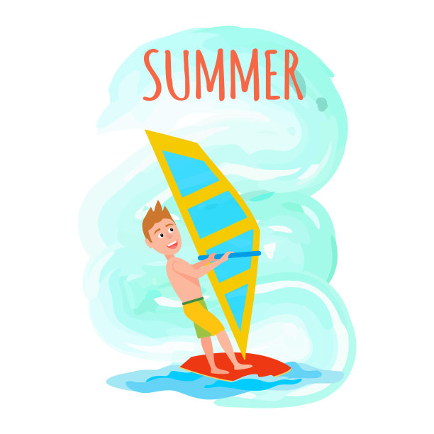 夏季海报滑浪风帆夏季运动活动图片下载