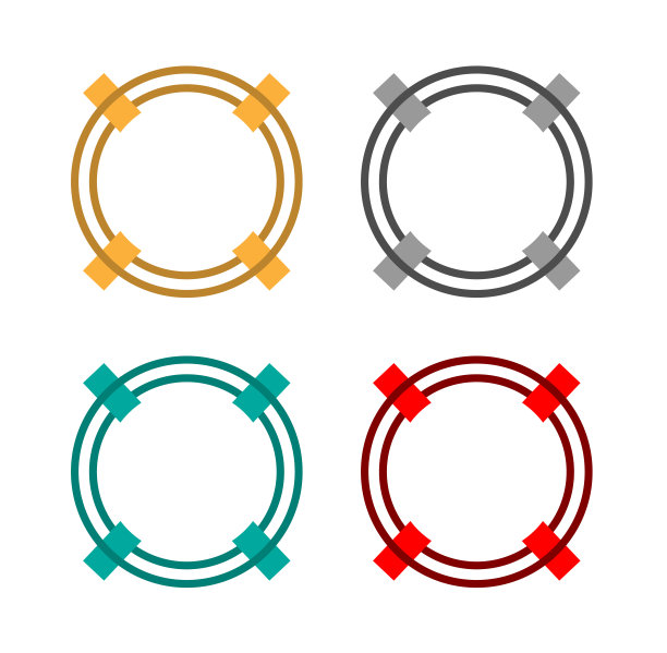 圆形目标帧符号图标集合设置不同颜色，矢量图形说明图片下载