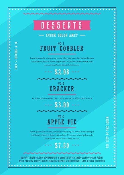 面包店菜单设计模板矢量图片下载