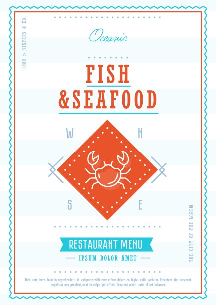 海鲜菜单设计模板向量图片下载