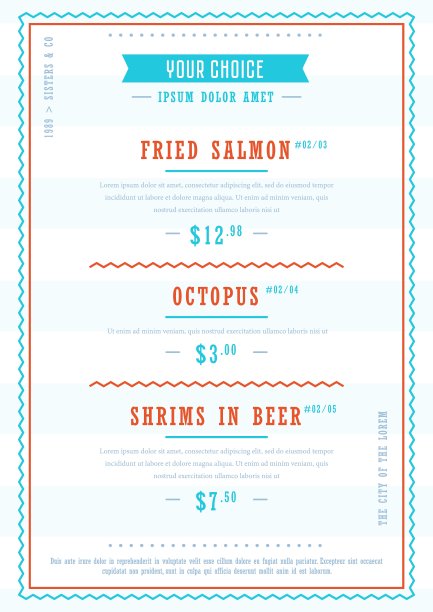海鲜菜单设计模板向量图片下载