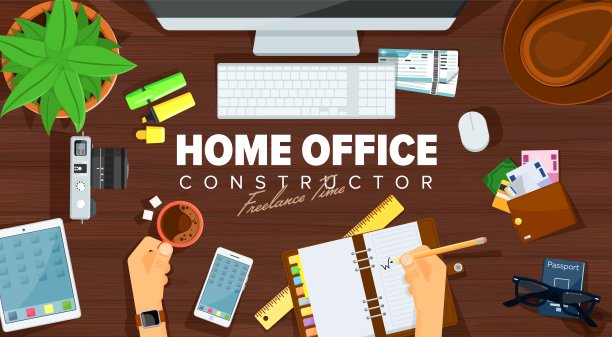 家庭办公办公桌模板设计图片下载