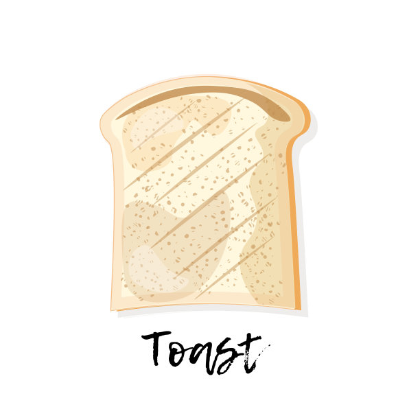 单个土司孤立在白色背景。图片下载