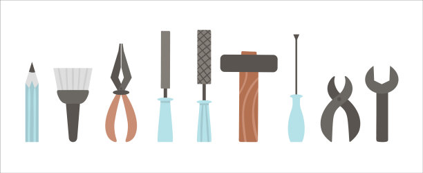 矢量工具集。平面彩色插图与建筑，木匠设备的卡片，海报或传单设计。木工，修理服务或工艺车间的概念图片下载