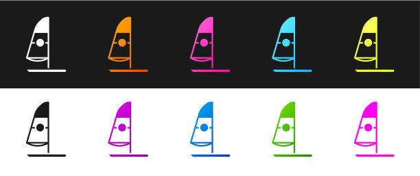 设置风帆图标孤立的黑白背景。矢量图图片下载