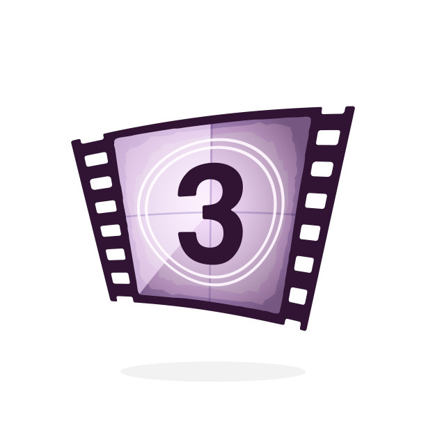 部分带倒数计时的薄膜带。复古的幻灯片框架。老式电影定时器的电影院。电影行业。图片下载