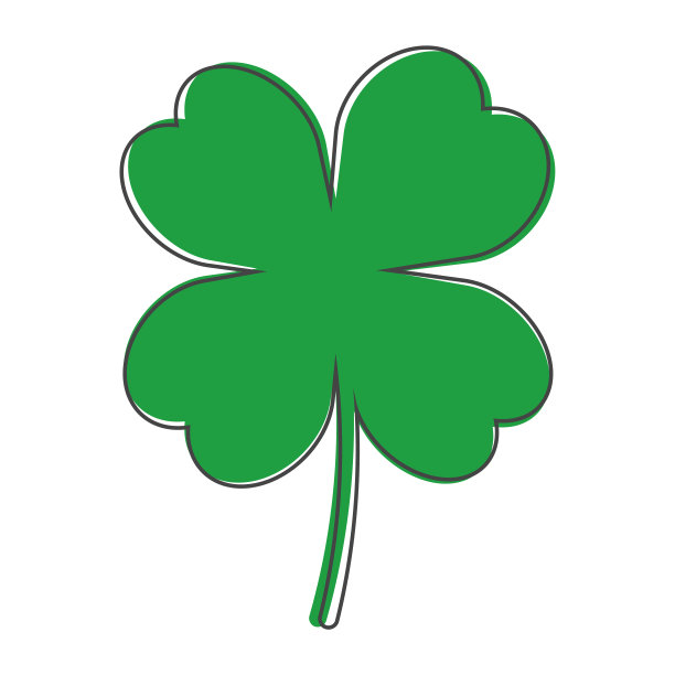 矢量图标四叶草卡通风格的白色孤立的背景。图片下载
