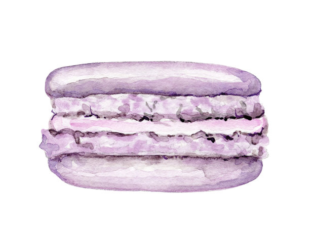 水彩紫罗兰蛋糕马卡龙图片下载