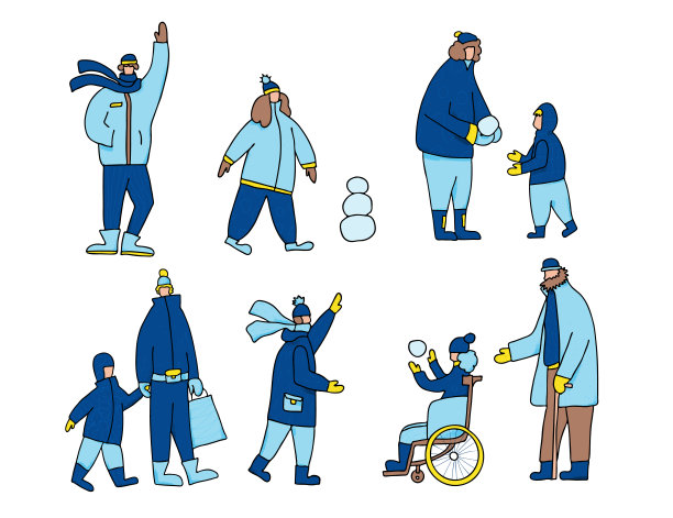 冬天人们穿暖和的户外衣服。图片下载