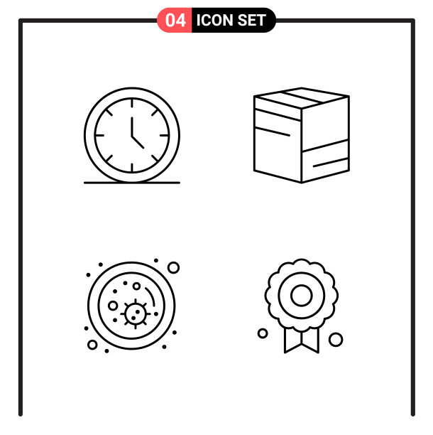 为网页和移动设置4个线条样式图标图片下载