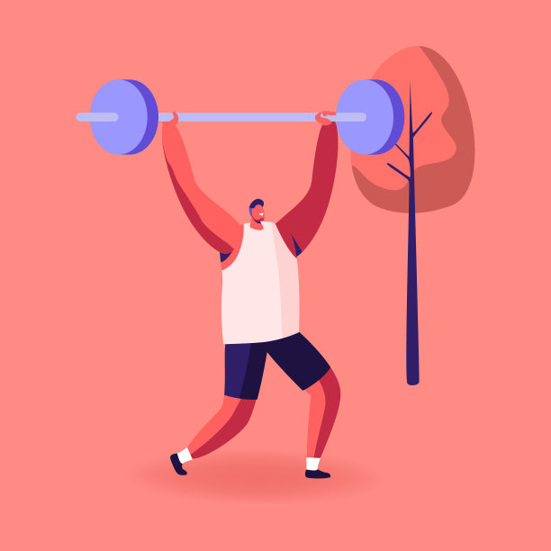 穿着智能鞋在健身房进行力量举重运动员训练。运动服装与体重锻炼中的男性角色。健身运动，体育活动，健康的生活方式概念。卡通矢量图图片下载