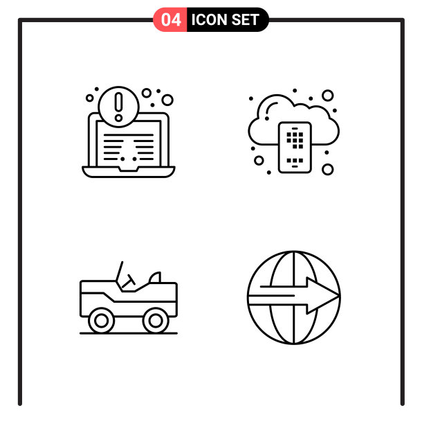 为网页和移动设置4个线条样式图标图片下载