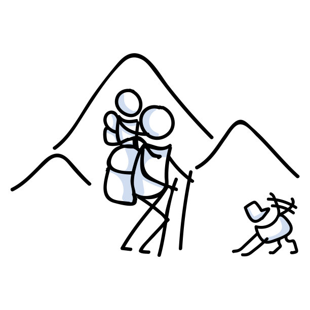 徒步手杖人物线条艺术携带图片下载