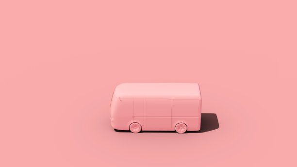 粉色电动自动驾驶面包车图片下载