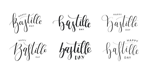 矢量组孤立的字母为7月14日巴士底日在法国为装饰和覆盖在白色背景。图片下载